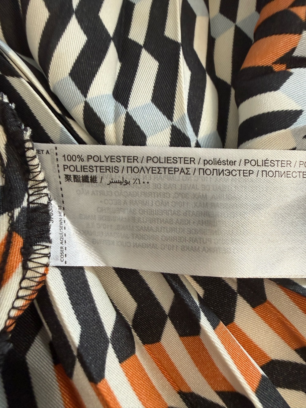 Mango Geometric Print Midi Dress in Black, White & Rust - Picture 11 of 13